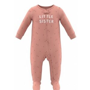 Carters Just One Baby Girl Little Sister Footed Pajamas Sleepers 9m Peach Floral